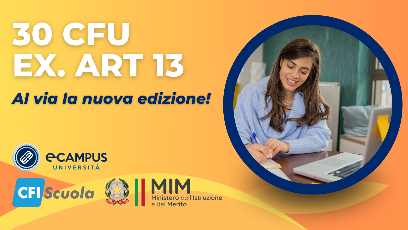 Aperte le iscrizioni al percorso per abilitati 30 CFU ex art.13, iscrizioni aperte!