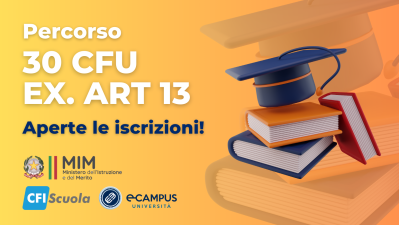 Aperte le iscrizioni al percorso per abilitati 30 CFU ex art.13, scadenza 5-03-2024!